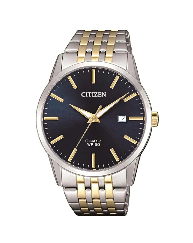 Gents Analogue Watch Two-Tone with Blue Dial