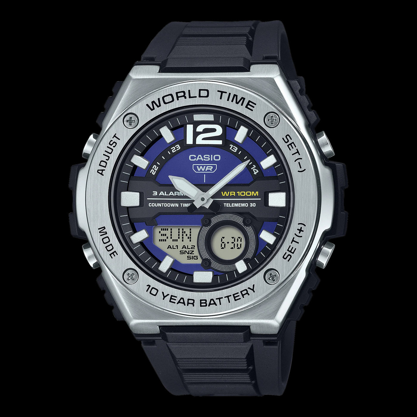 Casio Blue Dial Duo Watch with World Time