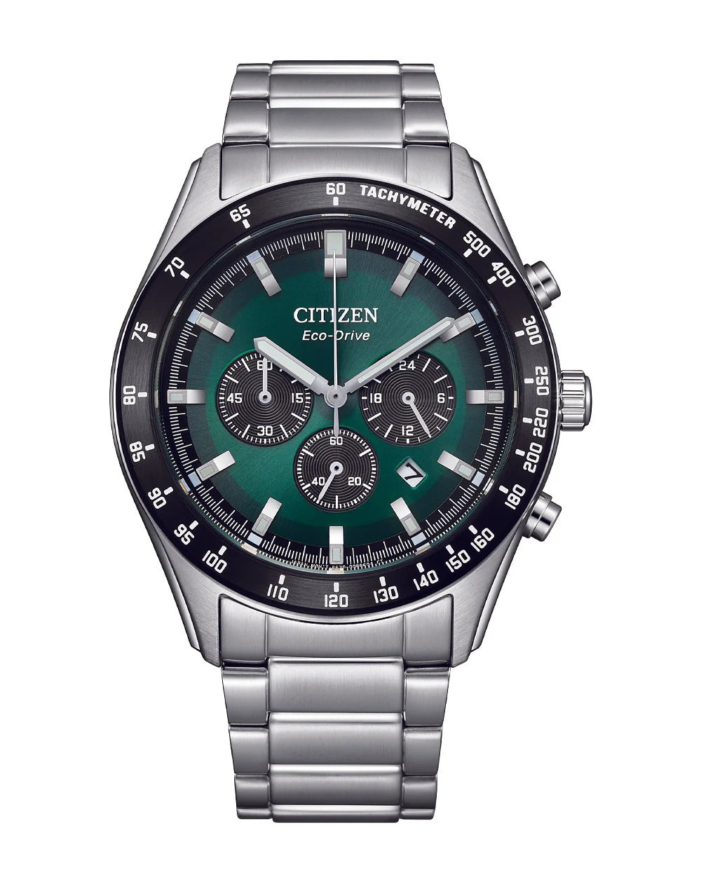 Gents Citizen Eco-Drive Chronograph Watch with Green Dial