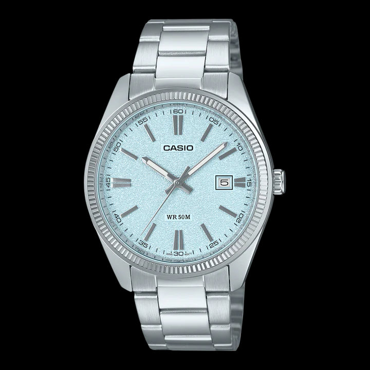 Casio Dress Watch with Silver Case and Pale Blue Dial