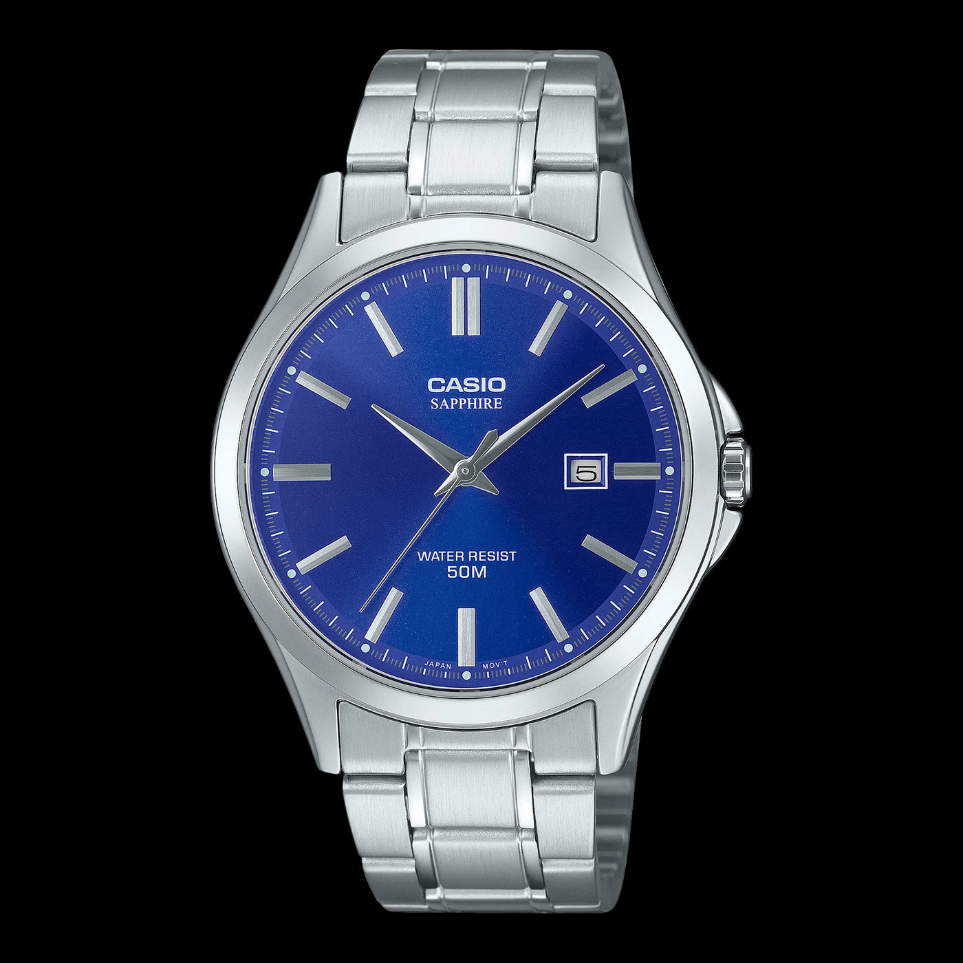 Casio Dress Watch with Bright Blue Dial and Sapphire Glass