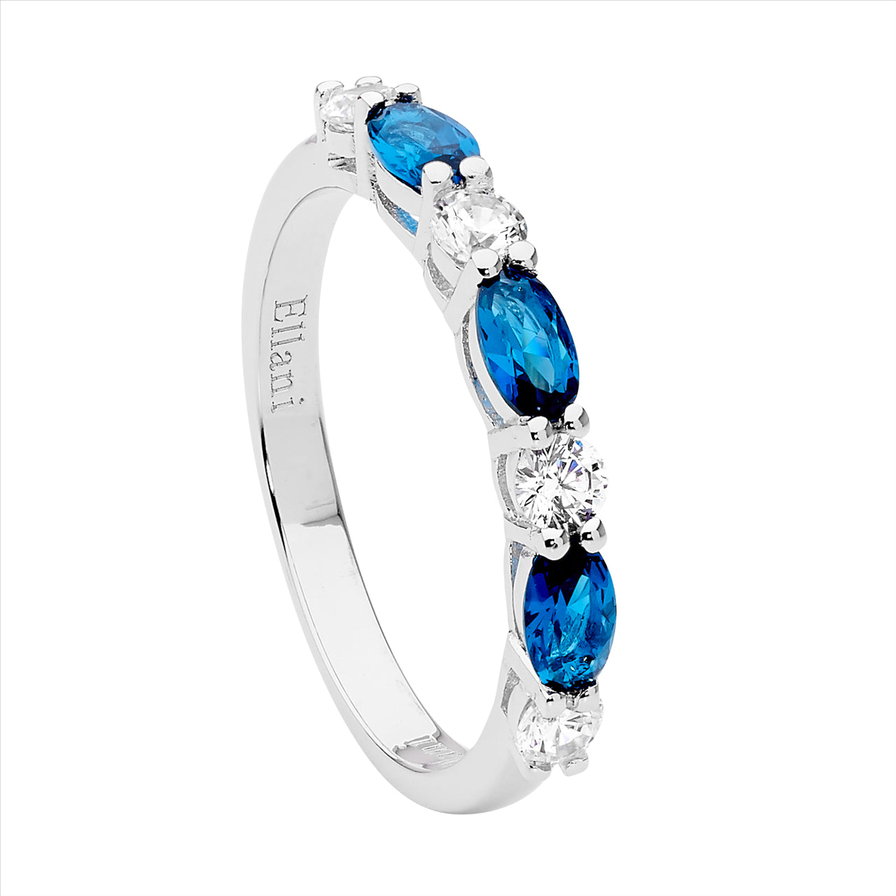 Sterling Silver London Blue Topaz & White Cubic Zirconia Ring