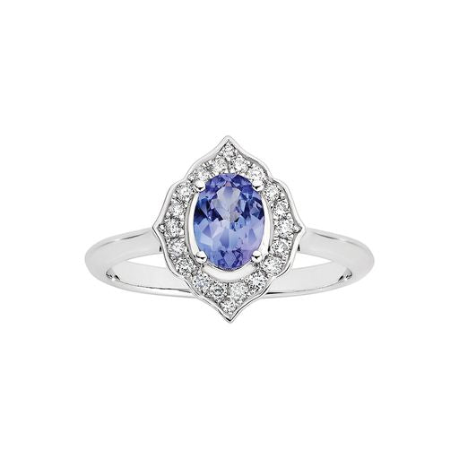 9ct White Gold Tanzanite and Diamond Ring