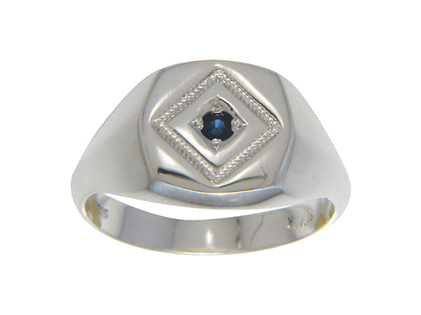 Sterling Silver Sapphire Signet Ring