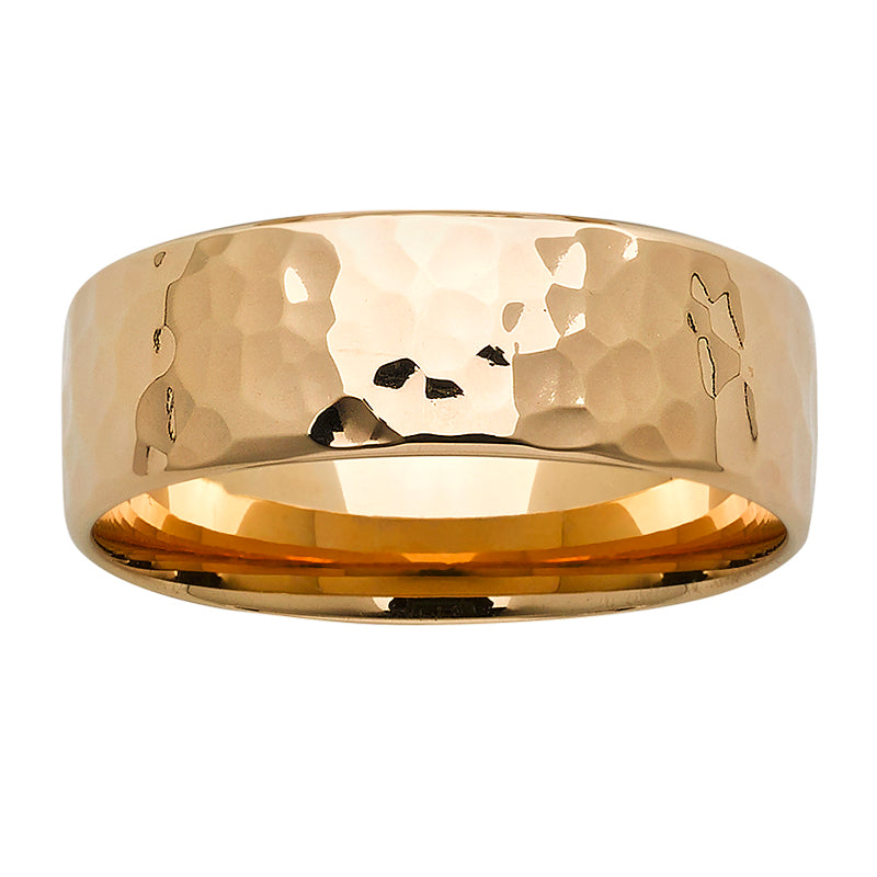 9ct Yellow Gold Hammered Finish Band