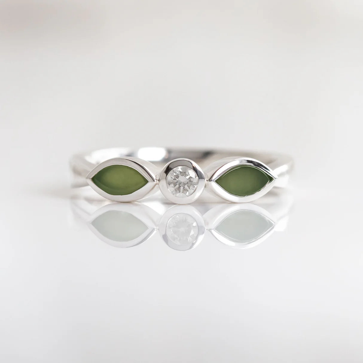 Nick Von K Pounamu & Cubic Zirconia Blossom Ring