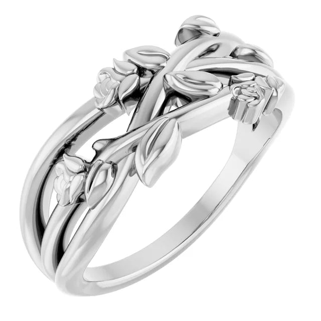 Sterling Silver Criss Cross Flower Ring