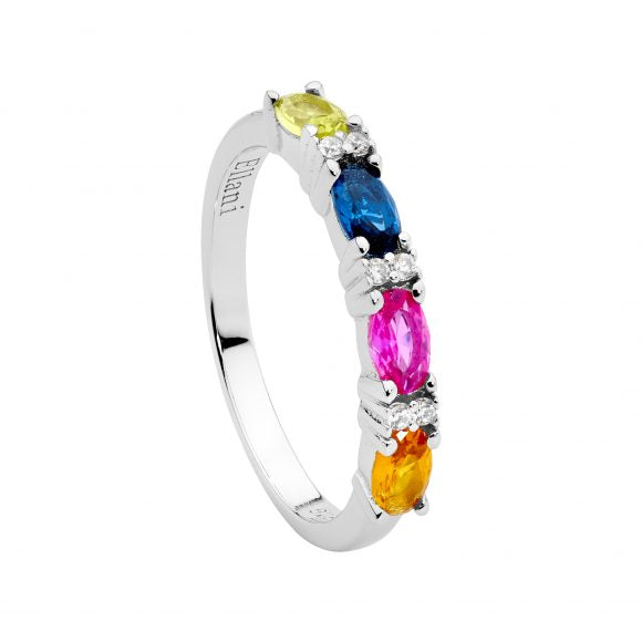 Sterling Silver Multi Colour Cubic Zirconia Band