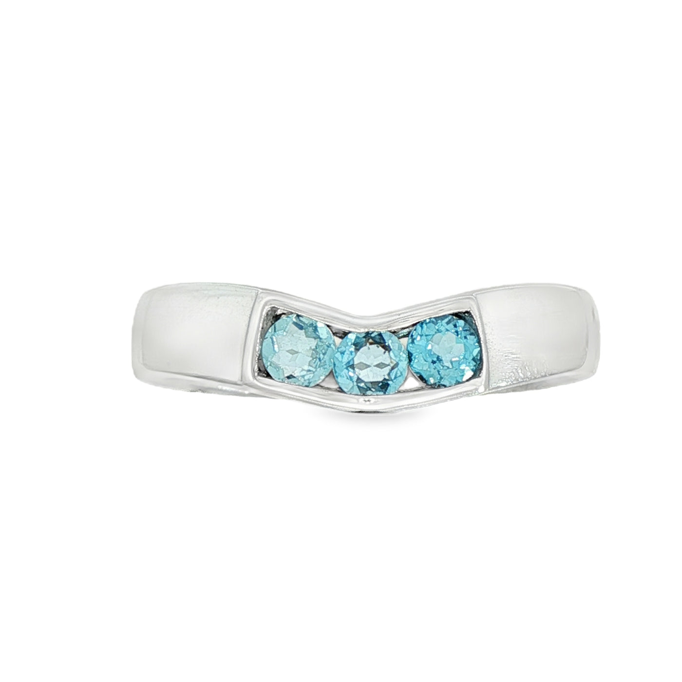 Sterling Silver Blue Topaz Wide Curved Band