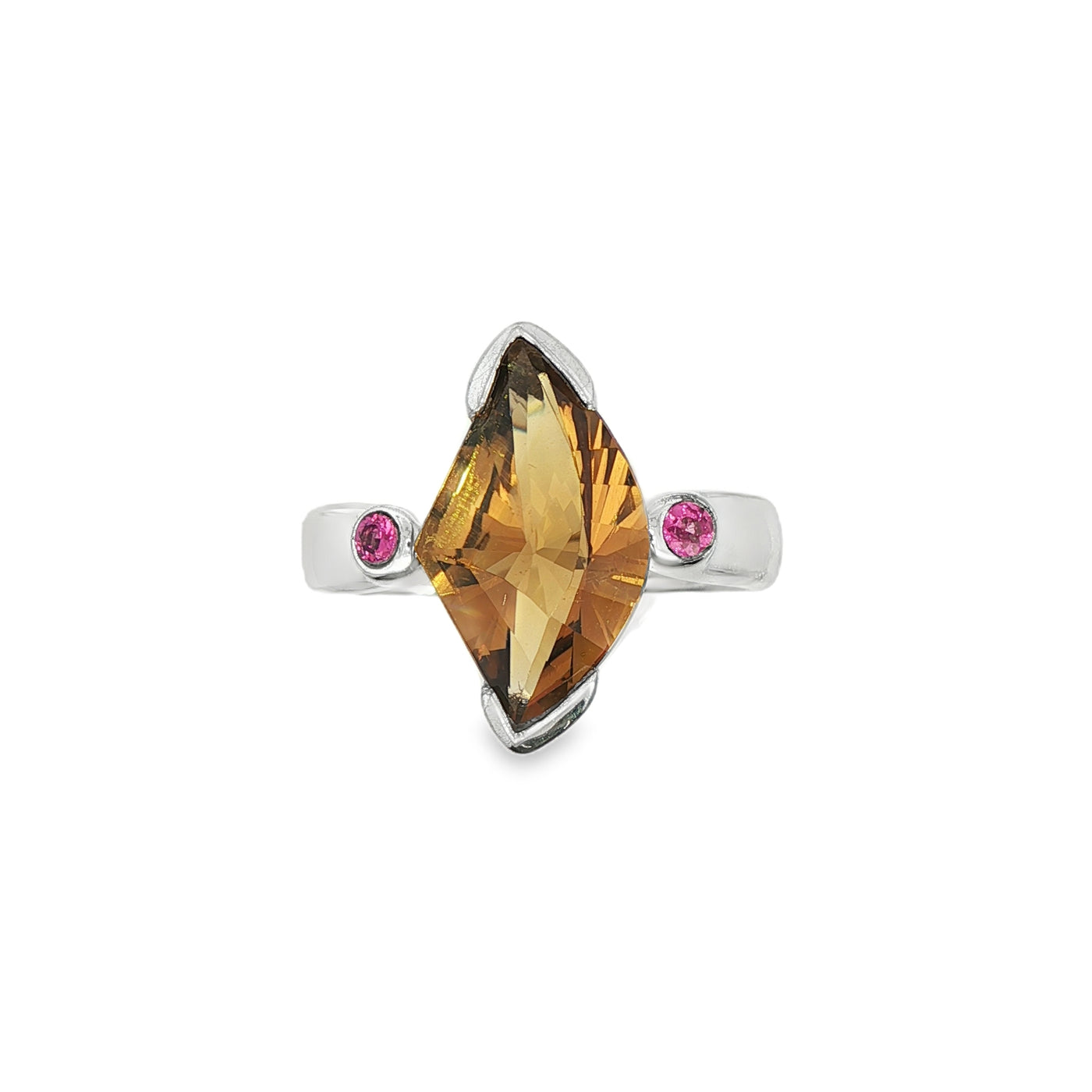 Sterling Silver Cognac Quartz & Rhodolite Garnet Ring