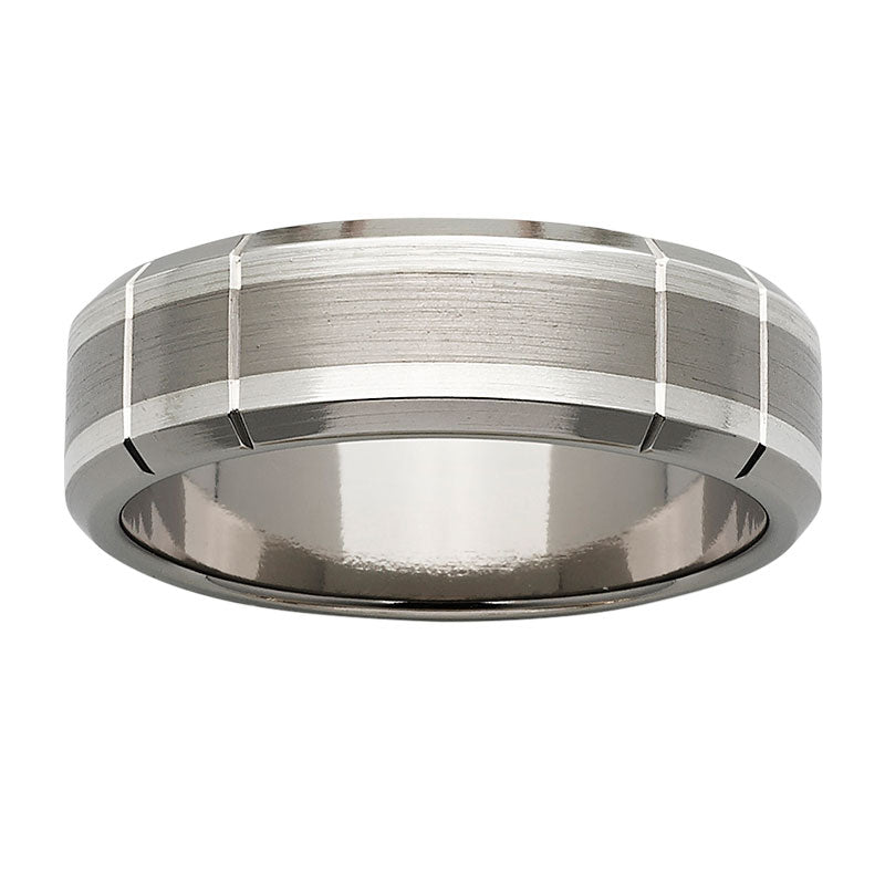 Gents Titanium & Sterling Silver Band