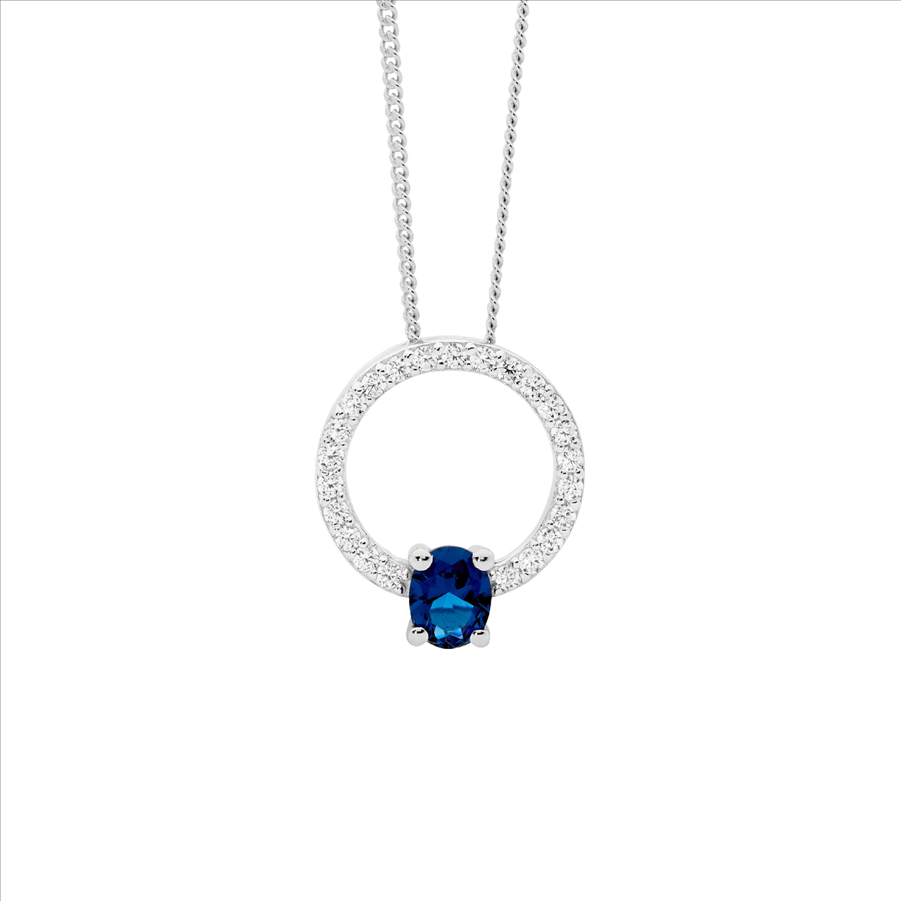 Open Circle Necklace With London Blue Topaz