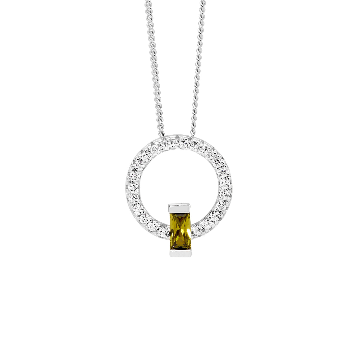 Open Circle Pendant with Peridot CZ