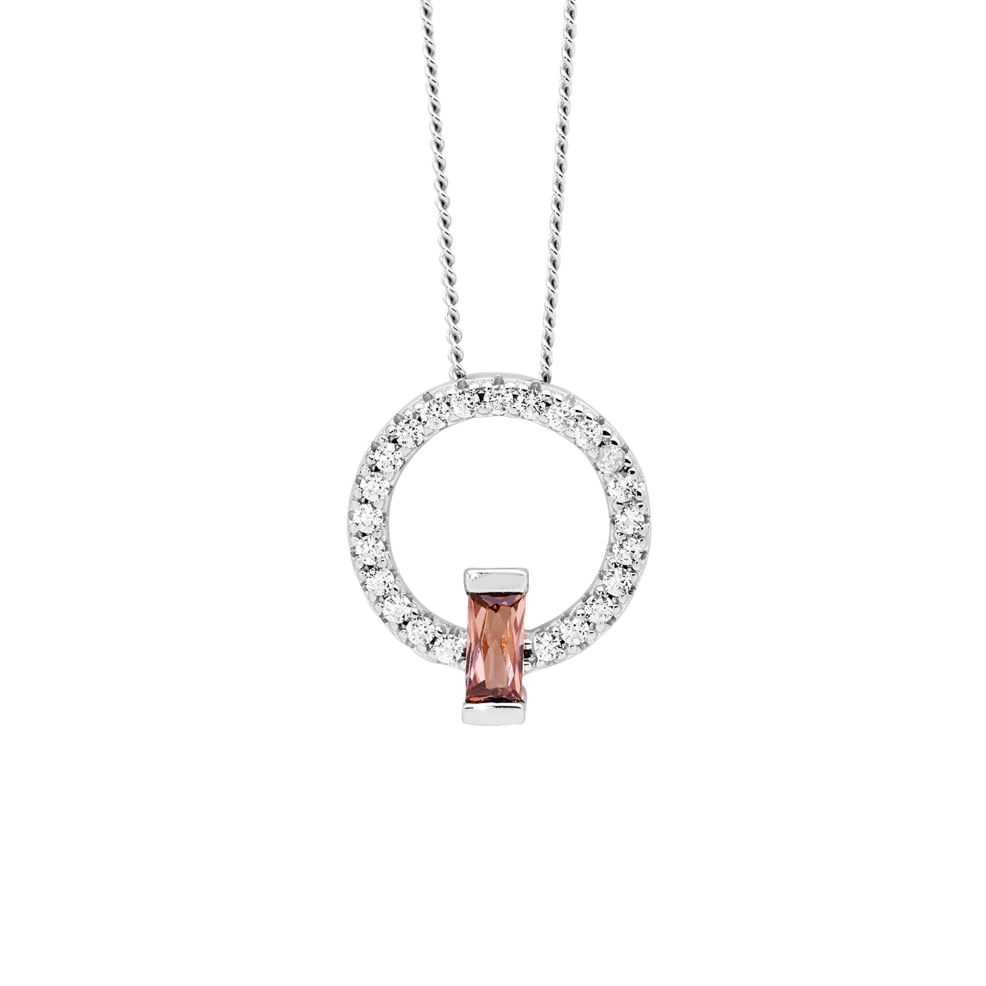 Open Circle Pendant with Rhodolite CZ