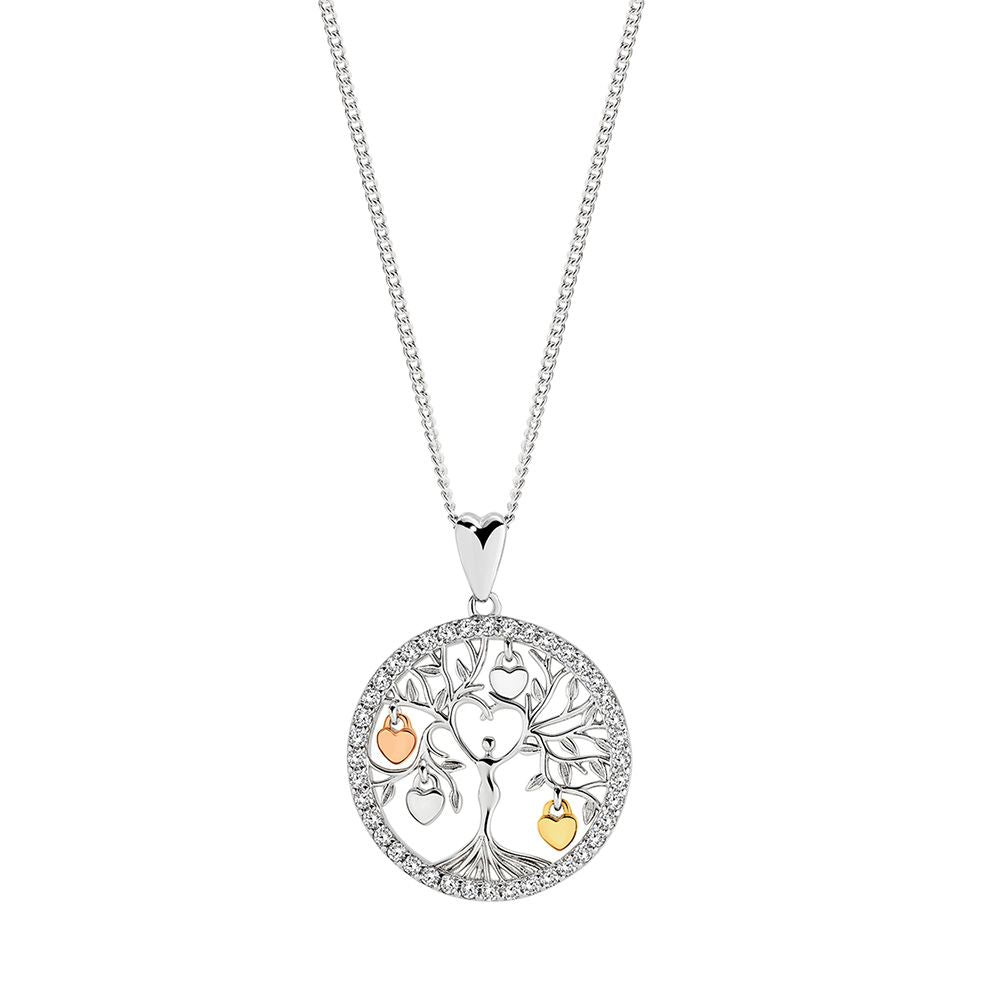 Sterling Silver Tree Of Life Necklace with Hearts