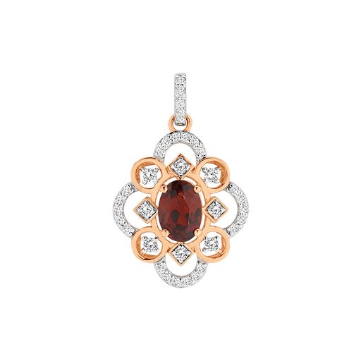 9ct Rose Gold Garnet & Diamond Pendant