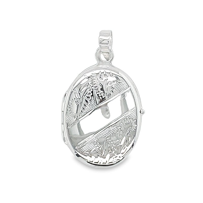 Sterling Silver Small Oval Engraved Locket