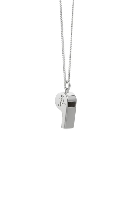 Runaway Soccer Girl Whistle Necklace Silver