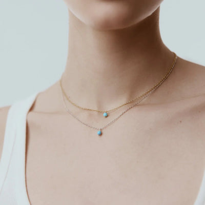 Superfine / Mini Turquoise Necklace Gold Plate