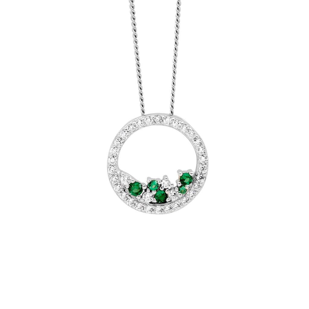 Sterling silver Circle Necklace with Cubic Zirconia