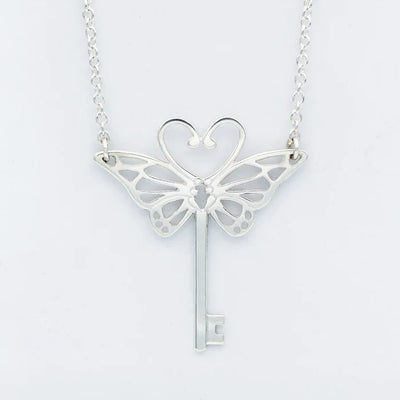 Sterling Silver Butterfly Key Necklace