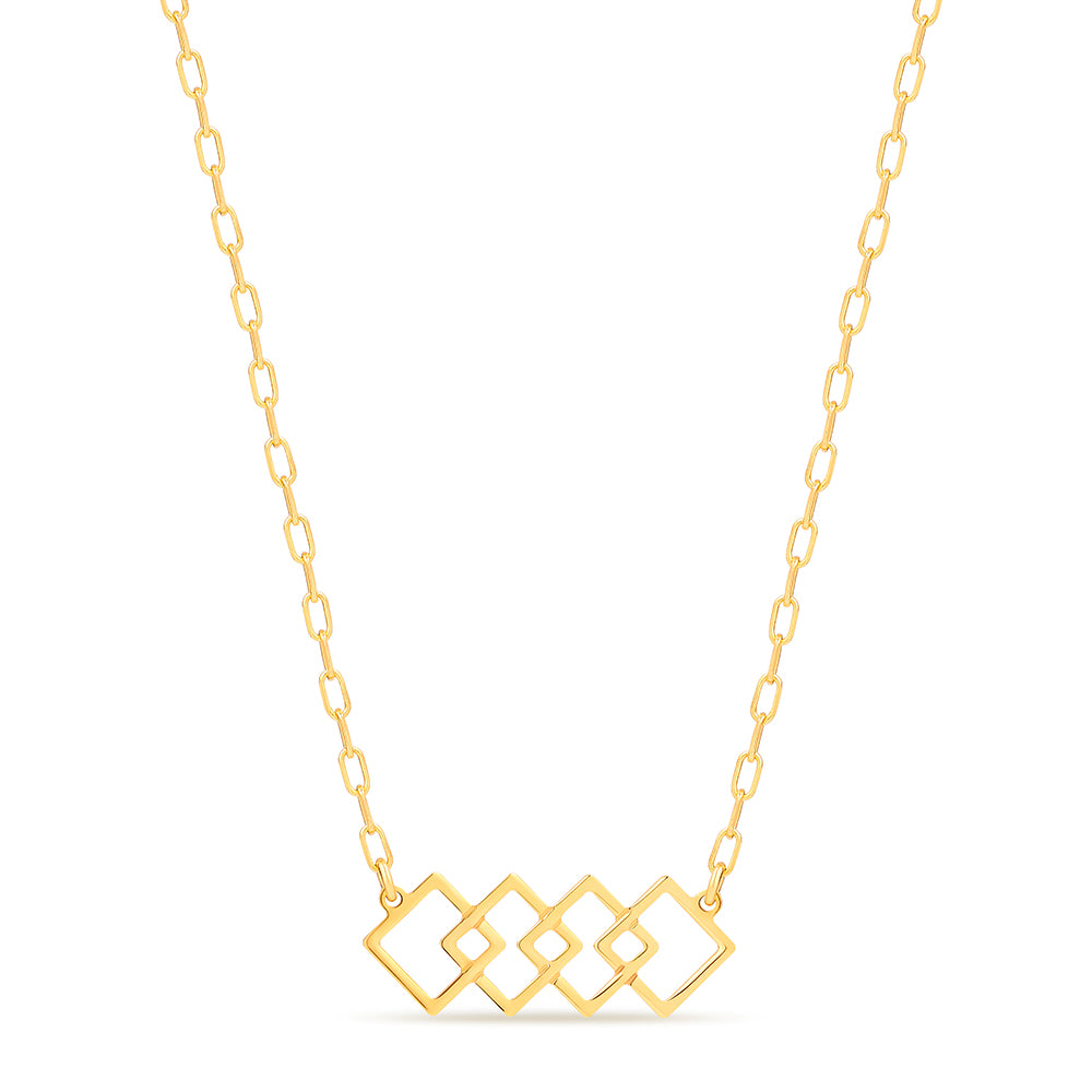 Sterling silver Gold Plated White Enamel Geometric Necklace