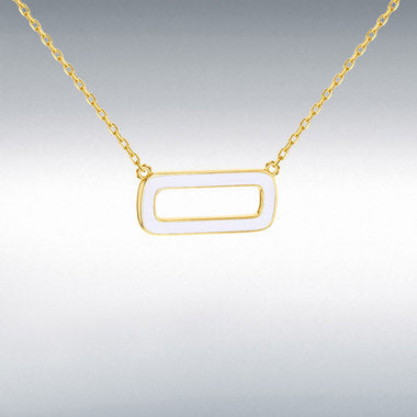 Sterling Silver Gold Plate Necklace with White Enamel