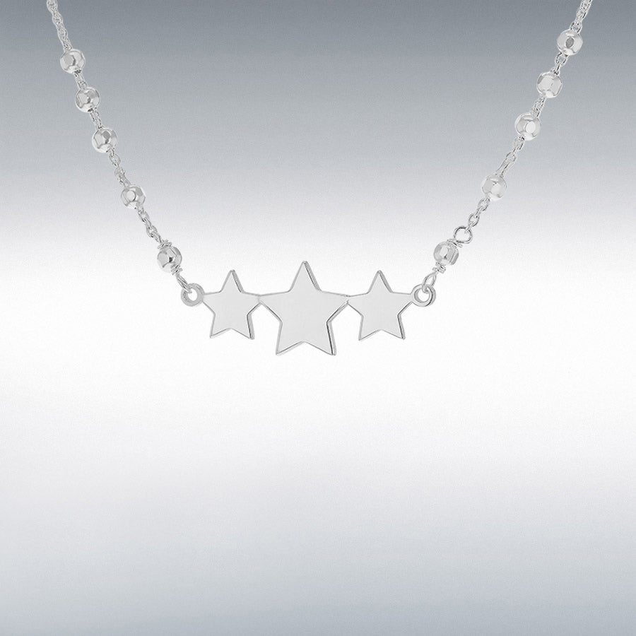 Sterling Silver Three Star Necklace