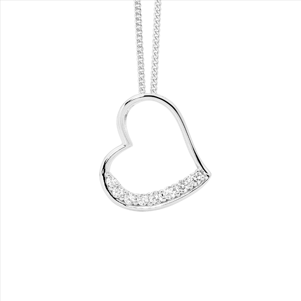 Open heart pendant with CZ detail