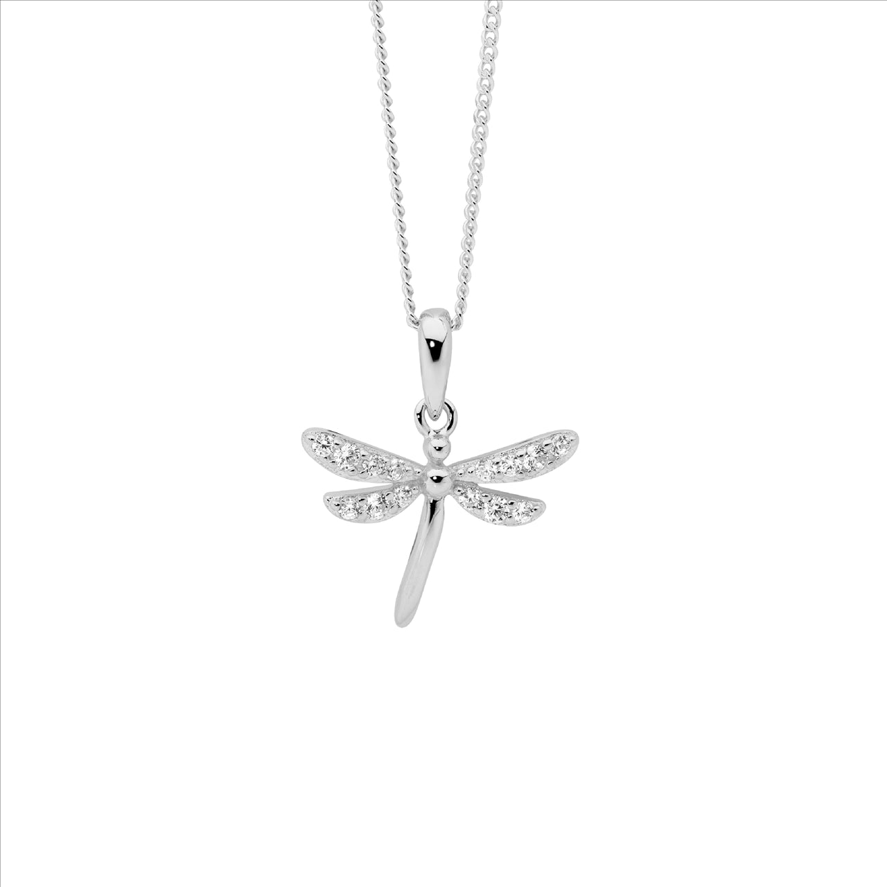 Sterling Silver Sparkling Dragonfly Necklace