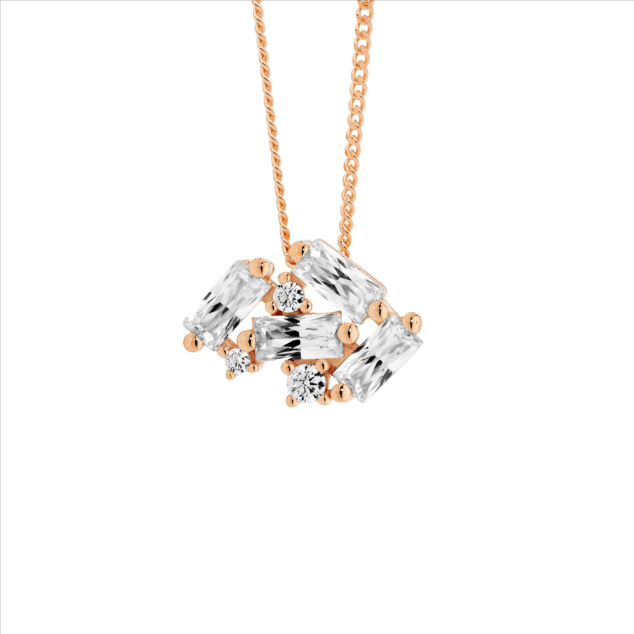 Rose Gold Plate Cubic Zirconia Necklace