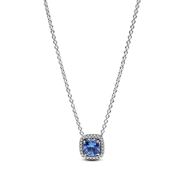 Pandora Timeless Silver Halo Necklace Cornflower Blue