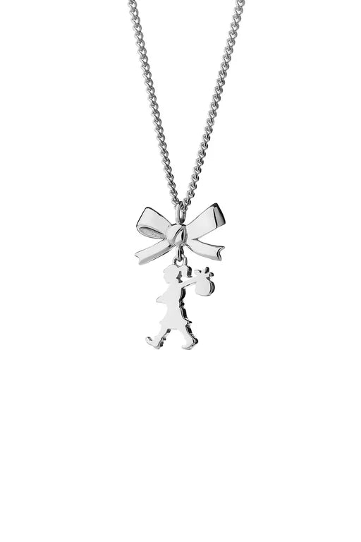 Karen Walker Mini Girl with a Bow Necklace in Silver