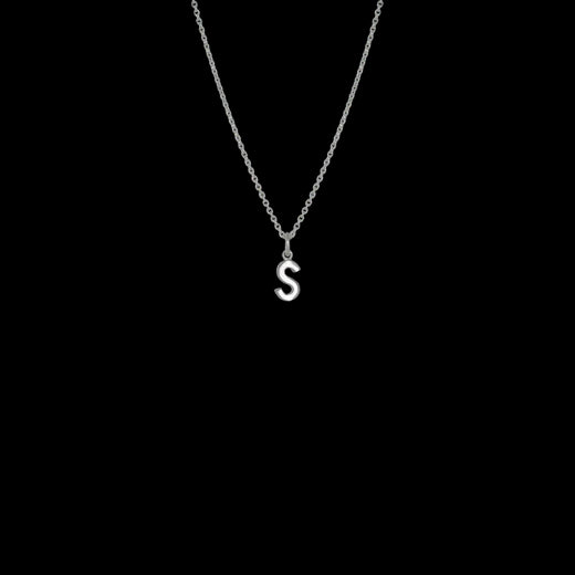 Sterling Silver Mini Letter 'S' Necklace by Evolve