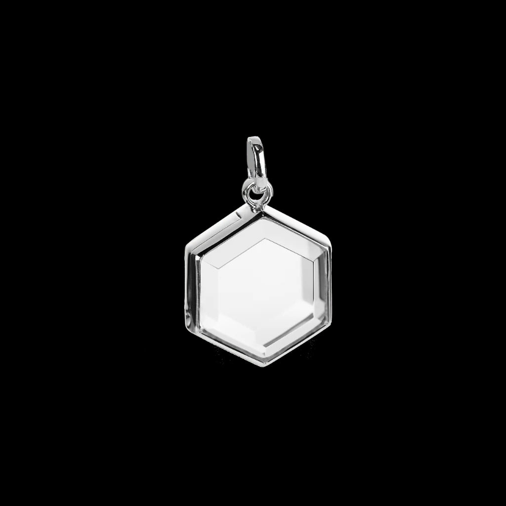 STOW Sterling Silver Medium Hexagon Glass Locket