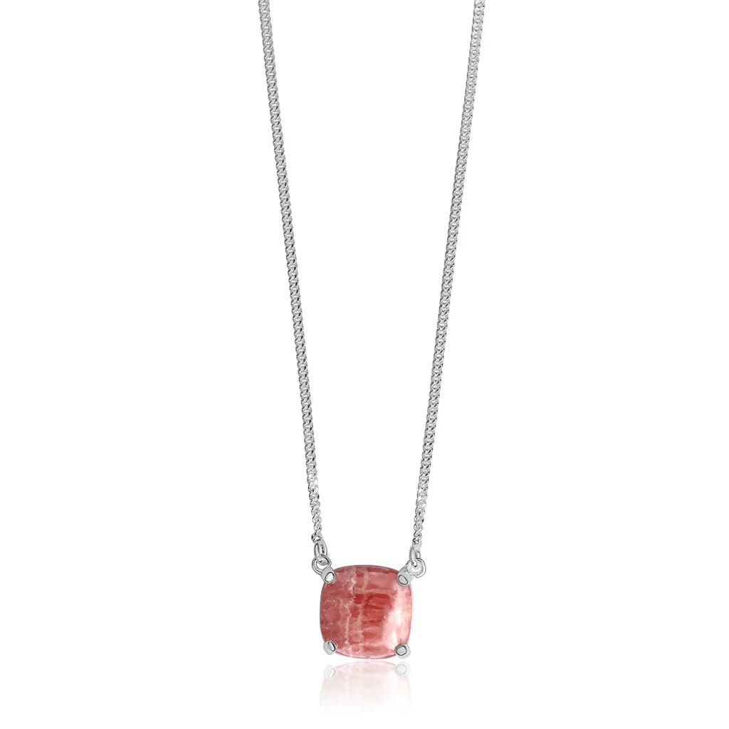 La Stele Sterling Silver Rhodochrosite Dome Necklace