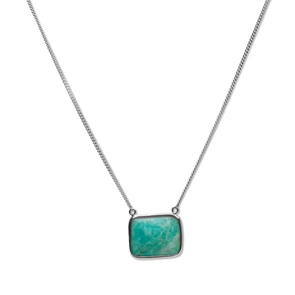 Sterling Silver La Stèle Amazonite Square Necklace