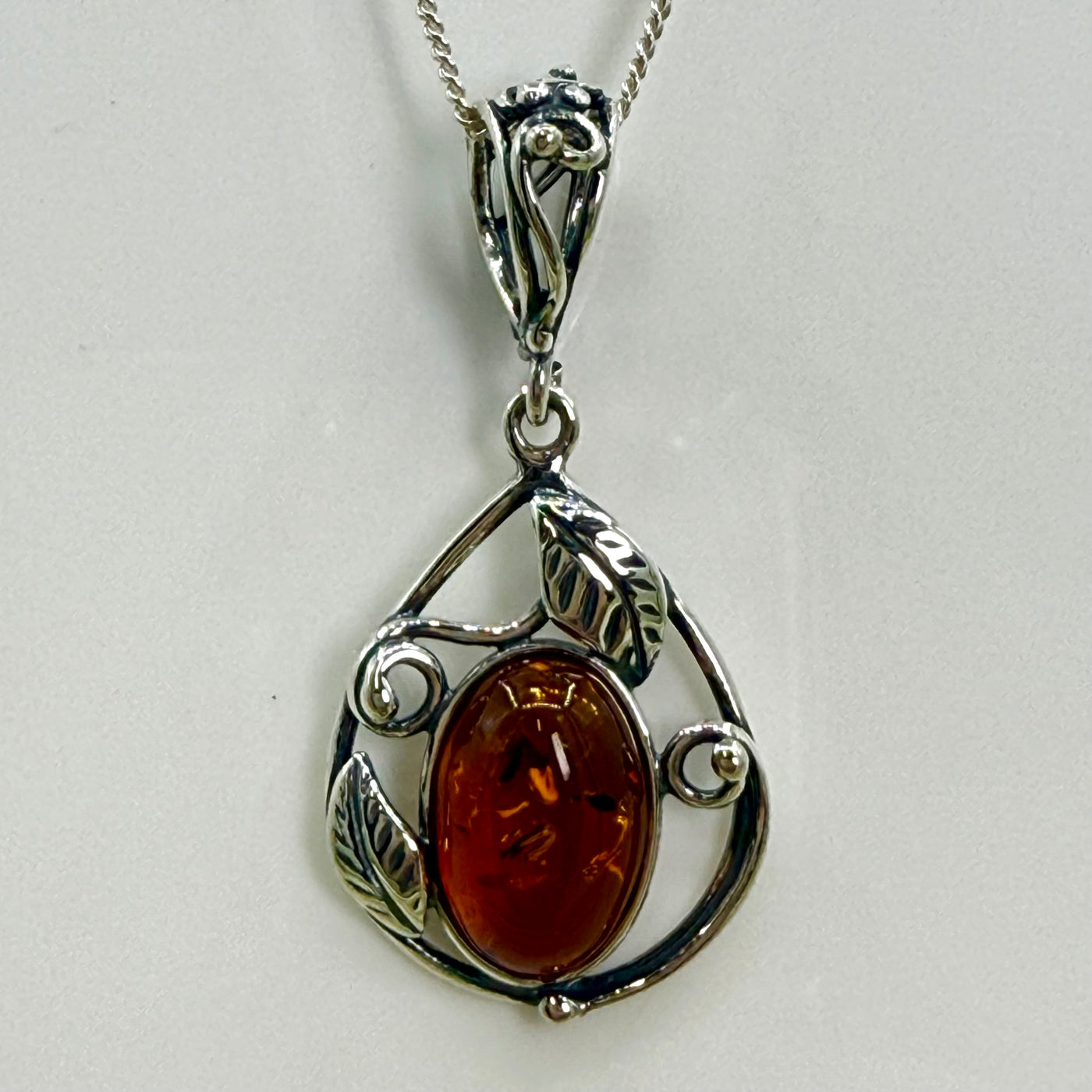 Sterling Silver Baltic Amber Necklace
