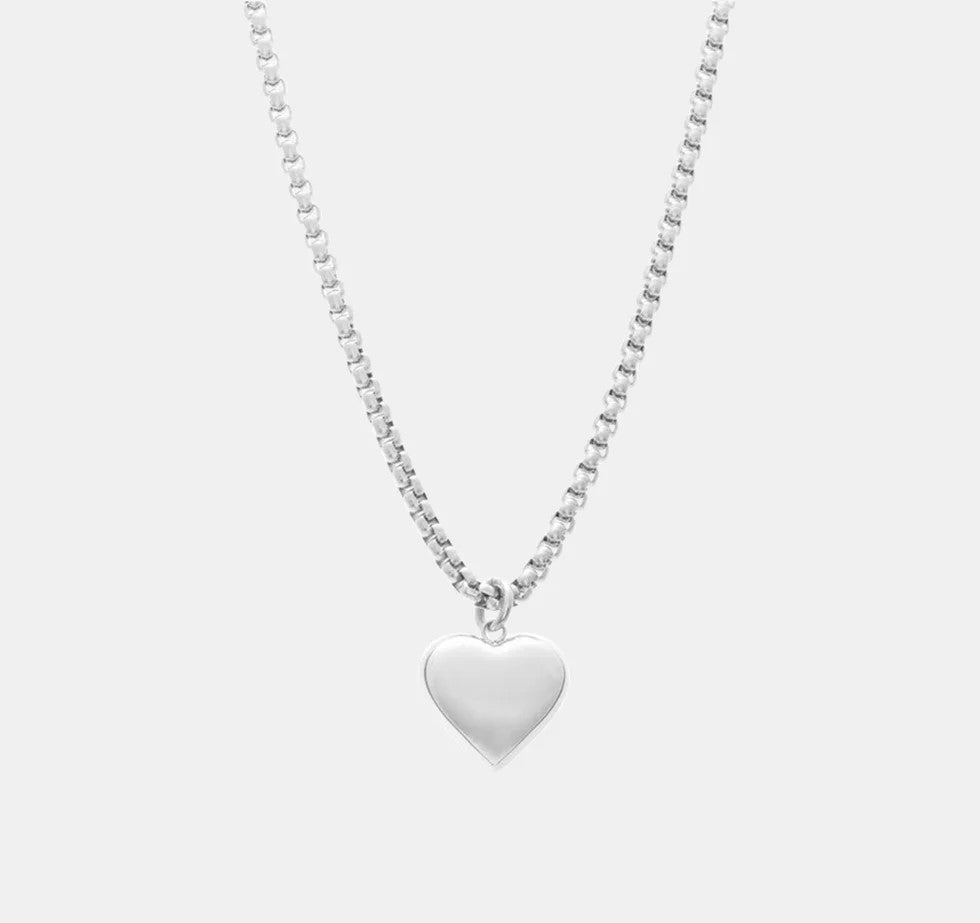 Silk & Steel Bisous Heart Necklace / Silver