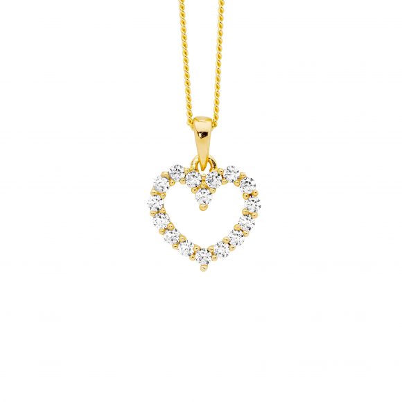 Sterling Silver Gold Plated Open Heart Necklace