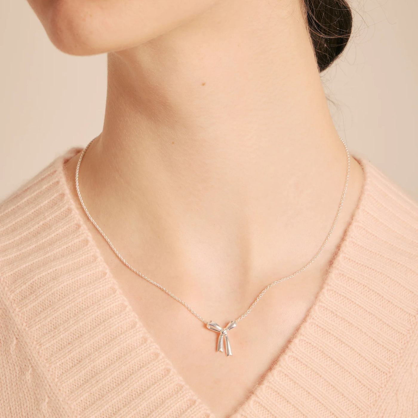 Karen Walker Small Sterling Silver Bow Necklace