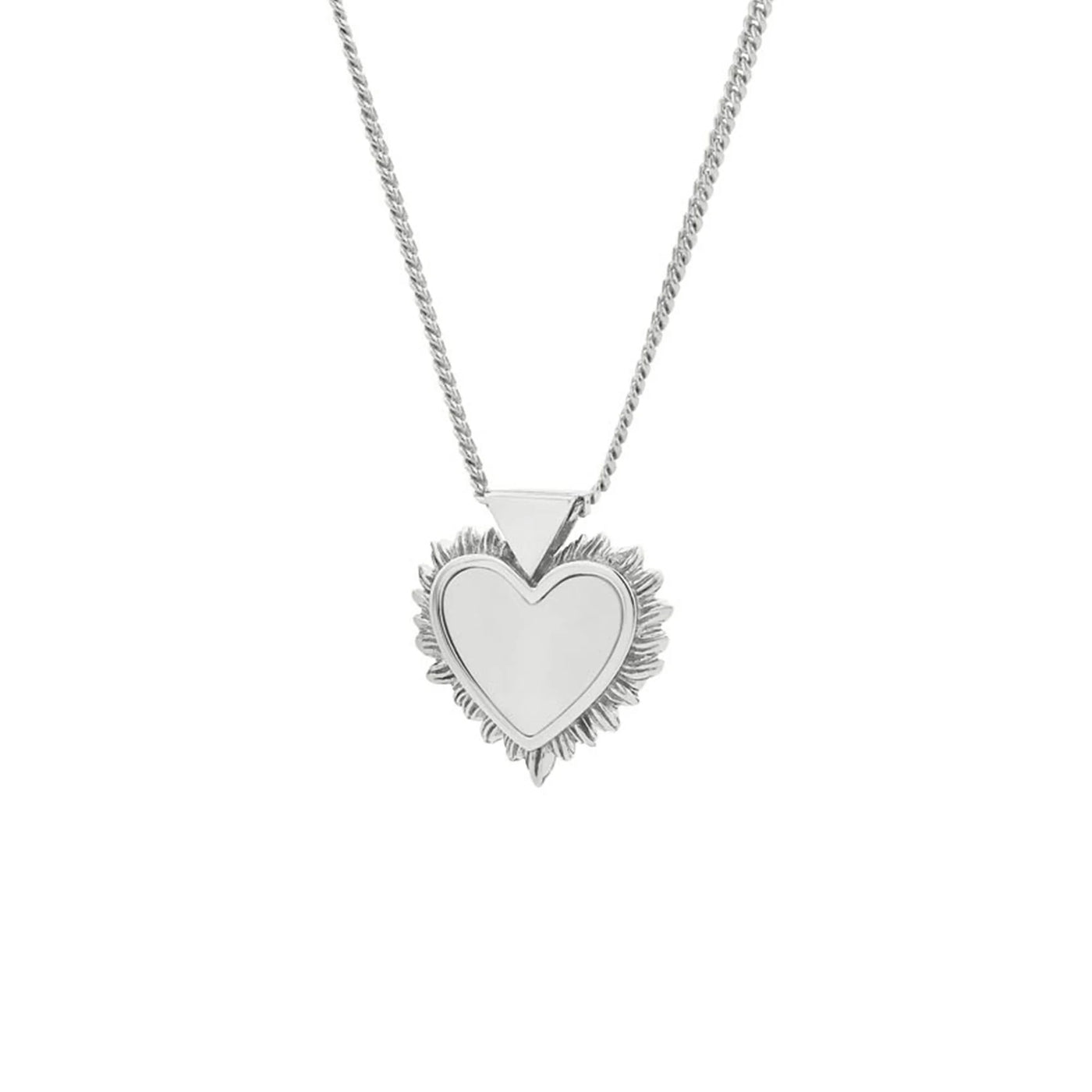 Karen Walker Sterling Silver Flaming Mother Of Pearl Heart Necklace