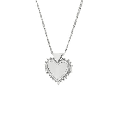 Karen Walker Sterling Silver Flaming Mother Of Pearl Heart Necklace