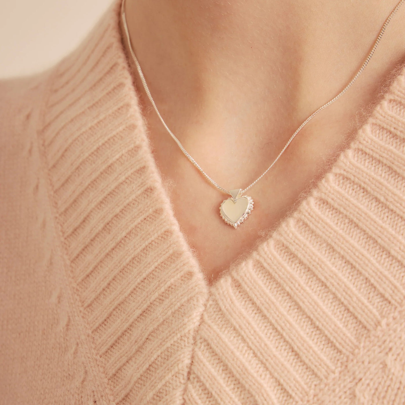 Karen Walker Sterling Silver Flaming Mother Of Pearl Heart Necklace