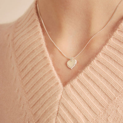 Karen Walker Sterling Silver Flaming Mother Of Pearl Heart Necklace