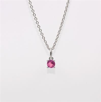 Sterling Silver Pink Tourmaline Solitaire Necklace