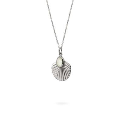 Sterling Silver Mother of Pearl Fan Necklace