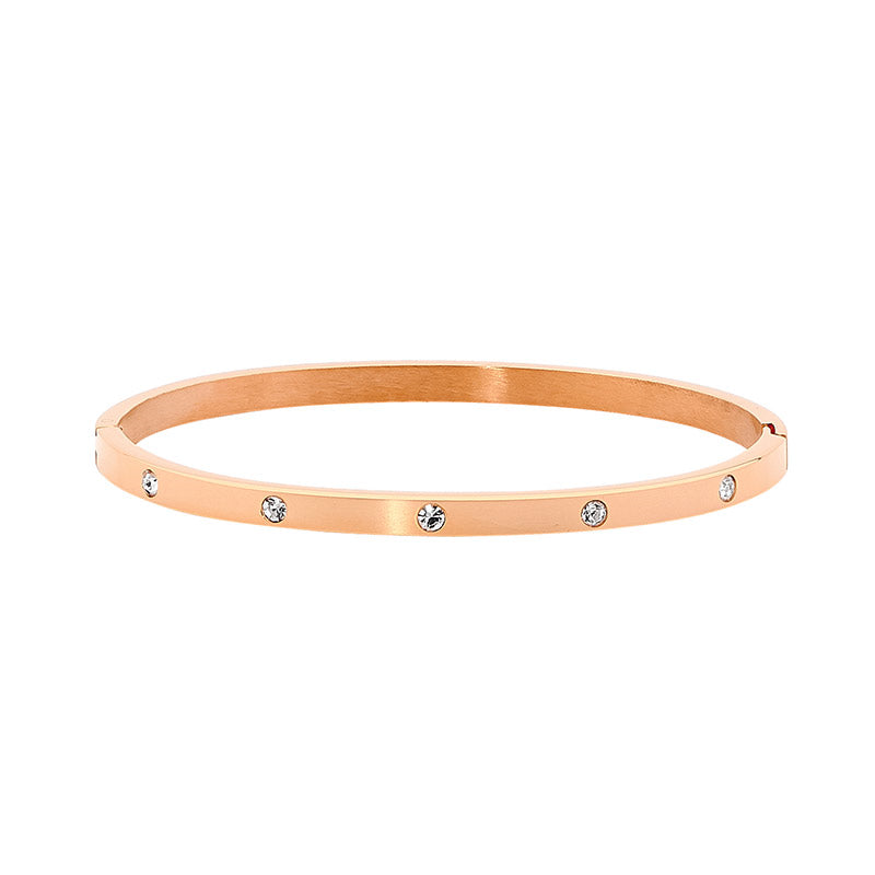 Stainless Steel IP Plated Hinged Bangle with Cubic Zirconia