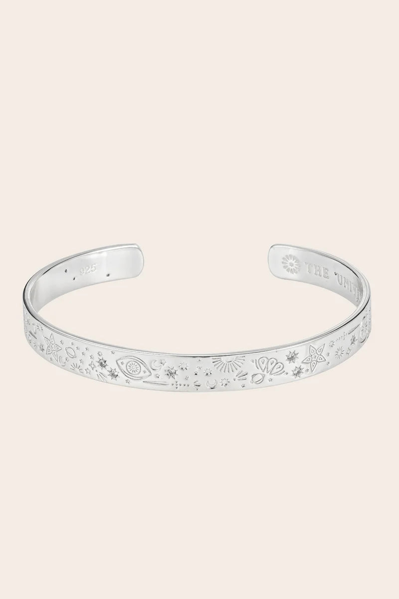 Engraved Universe Cuff - Silver