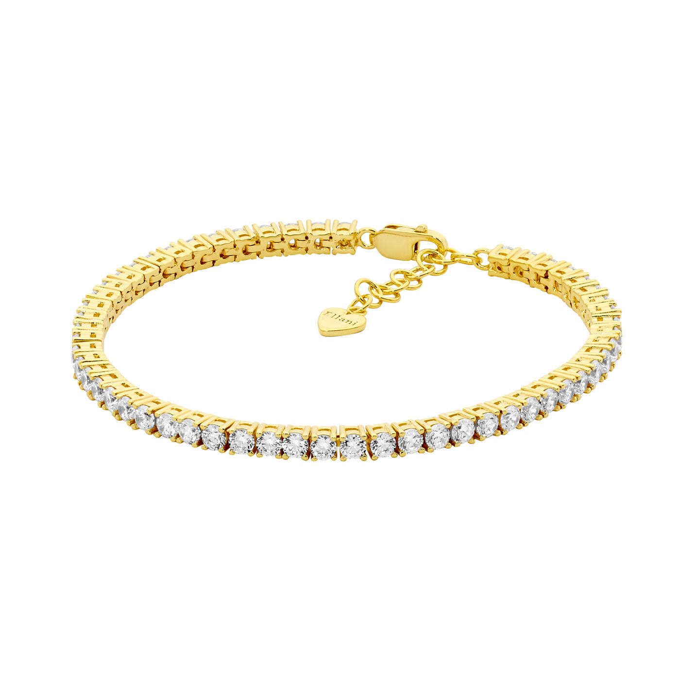 Sterling Silver Gold Plate Cubic Zirconia Tennis Bracelet